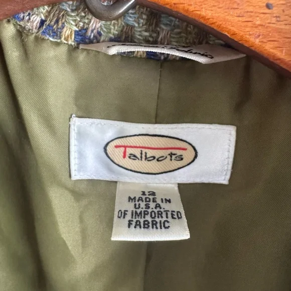 Talbots Women's 12 Tweed Jacket Blazer - Green - Picture 3 of 3